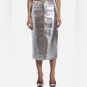 7 For All Mankind Shimmering Silver Pencil Skirt | Size Medium